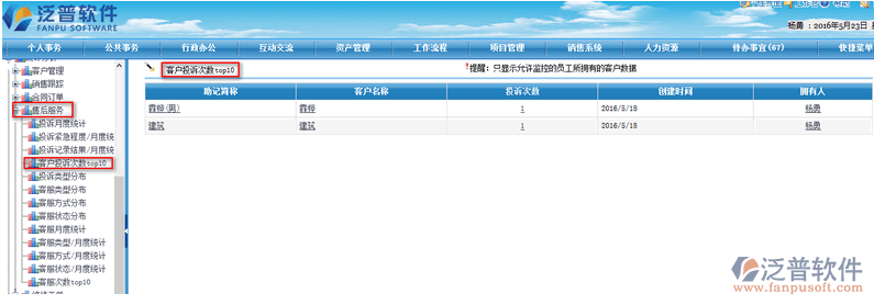 客戶投訴記錄統(tǒng)計(jì)