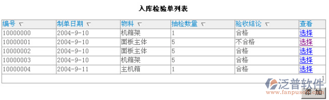入庫檢驗(yàn)單