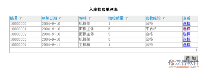 材料入庫(kù)檢驗(yàn)單管理