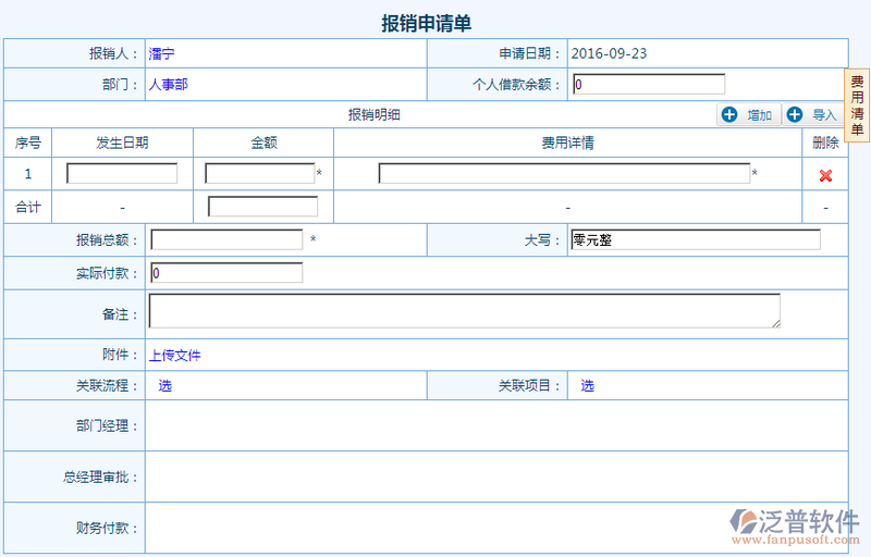 費用報銷單流程節(jié)點配置