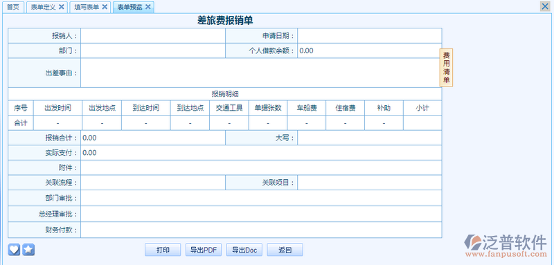 差旅費(fèi)報(bào)銷單之流程表單模板設(shè)計(jì)案例