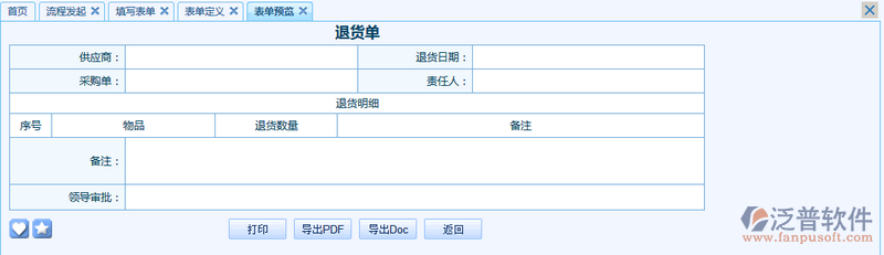 退貨單之流程表單模板設(shè)計(jì)案例