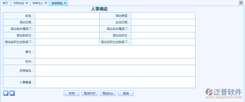人事調(diào)動(dòng)審批表之流程表單模板設(shè)計(jì)案例