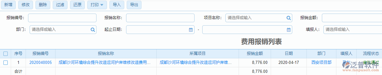 項目利潤表聯(lián)查
