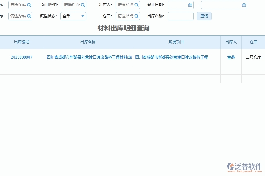 泛普軟件-路橋工程企業(yè)管理系統(tǒng)中項(xiàng)目材料耗用匯總表主要功能