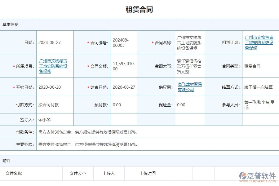 三、泛普軟件-安防工程企業(yè)在租賃合同報表中需要注意哪些問題