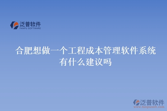 合肥想做一個(gè)工程成本管理軟件系統(tǒng)，有什么建議嗎