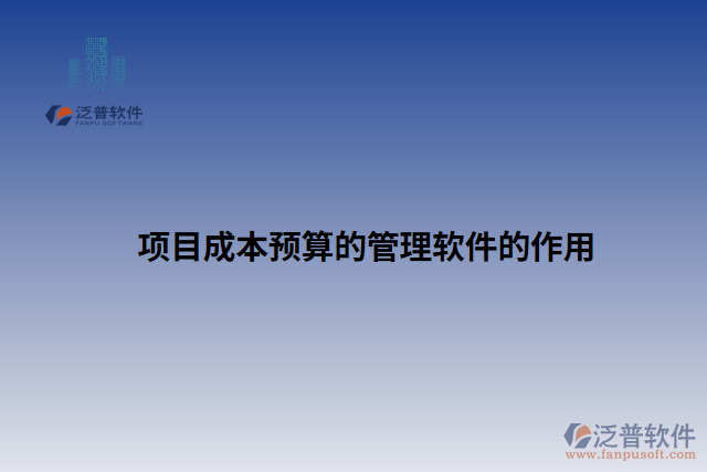 項目成本預(yù)算的管理軟件的作用 