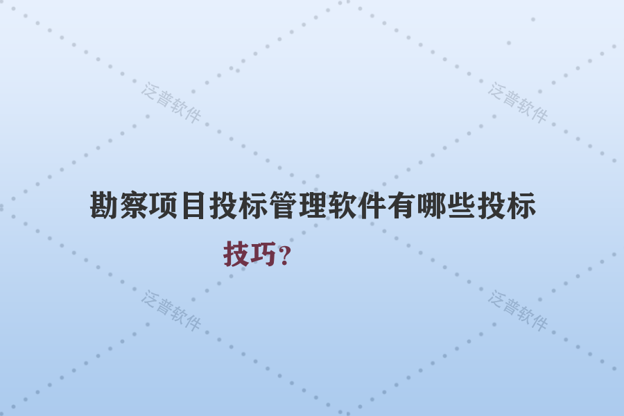 勘察項目投標管理軟件有哪些投標技巧？