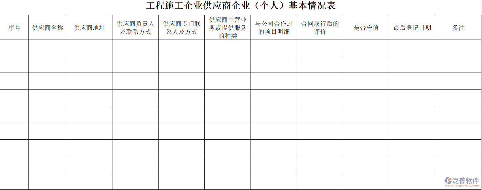 工程施工企業(yè)供應(yīng)商企業(yè)（個(gè)人）基本情況表